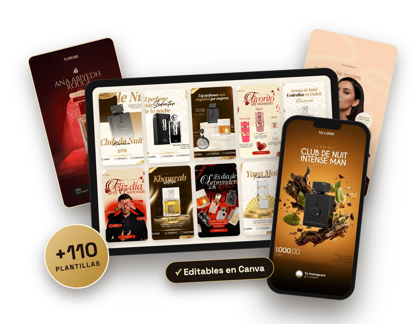 Pack de plantillas para perfumería árabe en tablet y celular